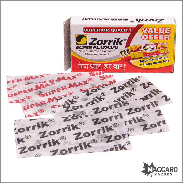 Zorrik Super Platinum and Super Max Stainless Combo Pack Double Edge Safety Razor Blades
