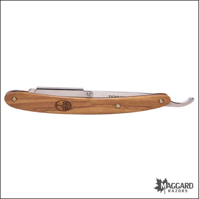 Boker 140906 Pro Barberette Stainless Steel Shavette Razor, Olive Wood Scales