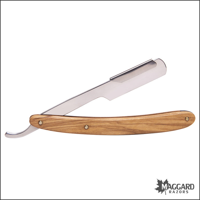 Boker 140906 Pro Barberette Stainless Steel Shavette Razor, Olive Wood Scales