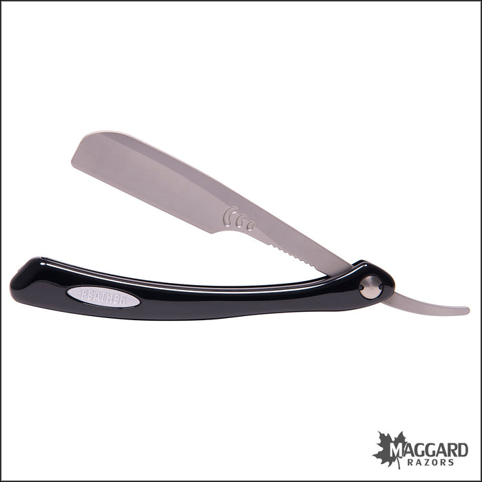 Feather Artist Club SR Folding Straight Razor Shavette, Black Handle