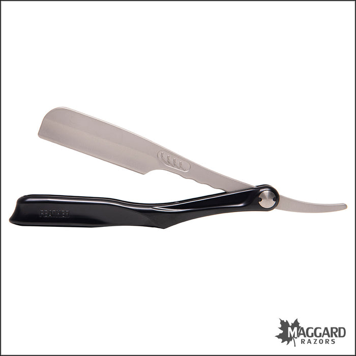 Feather Artist Club SS Folding Straight Razor Shavette, Black Handle
