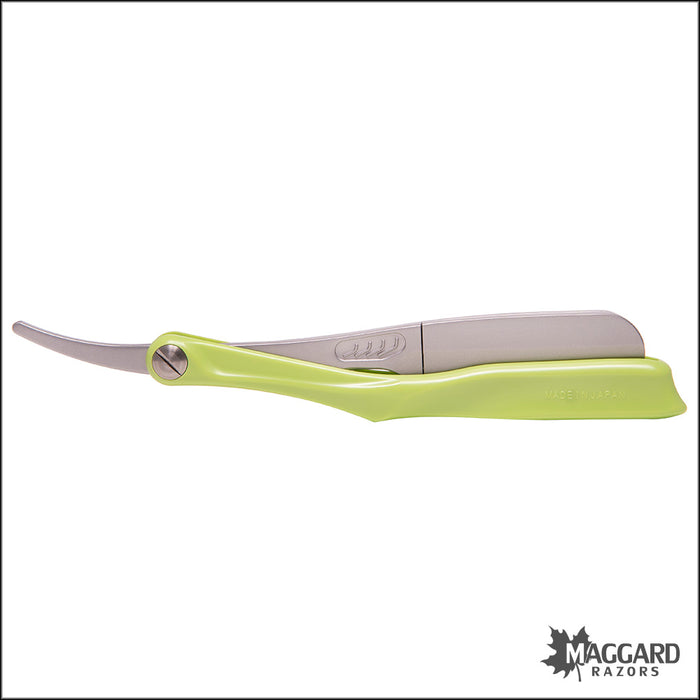Feather Artist Club SS Folding Straight Razor Shavette, Lime Handle