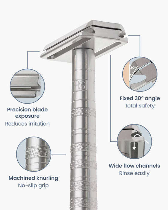 Henson Shaving AL13-M Aircraft Aluminum Machined DE Safety Razor, Medium Exposure
