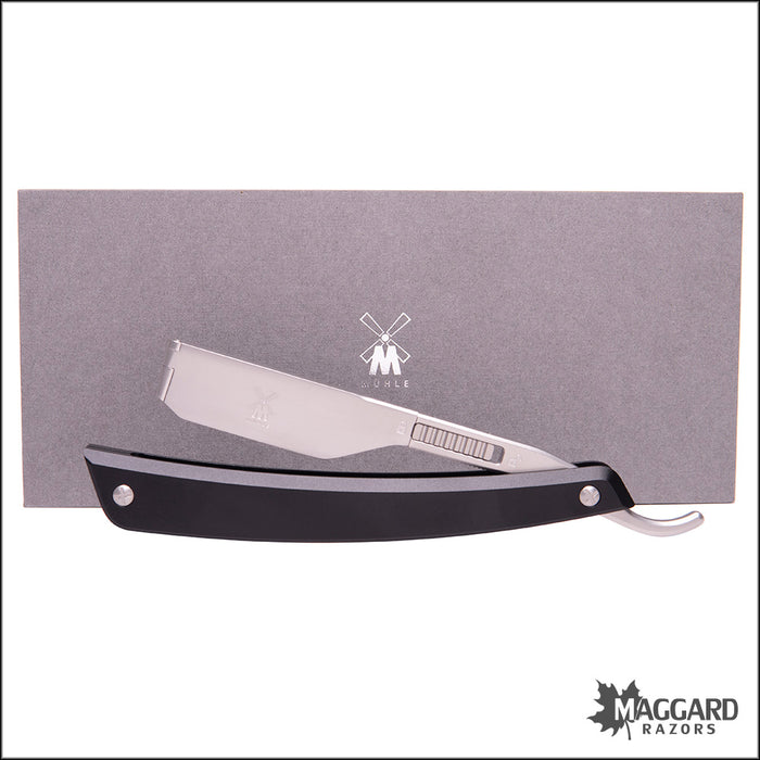 Muhle Enthusiast Pro Shavette Replaceable Blade Straight Razor with Black Scales - Made in Germany