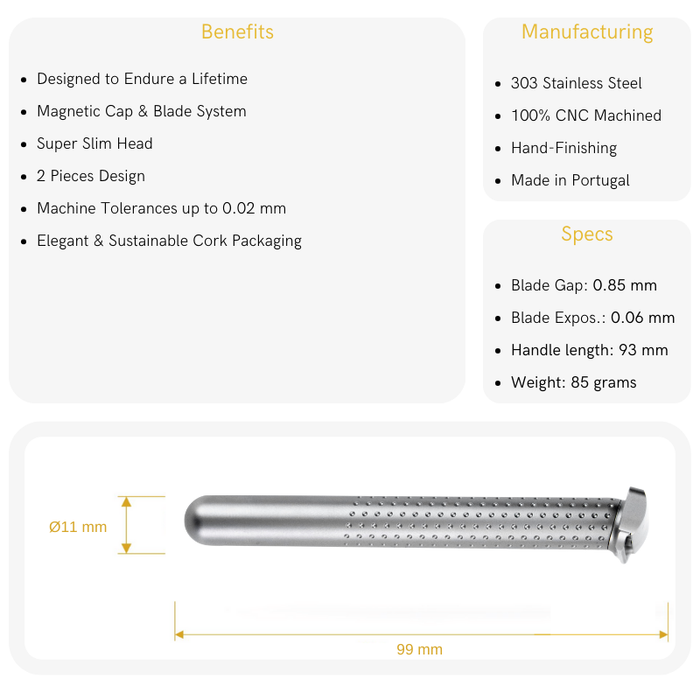 Tatara Razors Amakuni Stainless Steel Single Edge Safety Razor, Silver Matte Finish