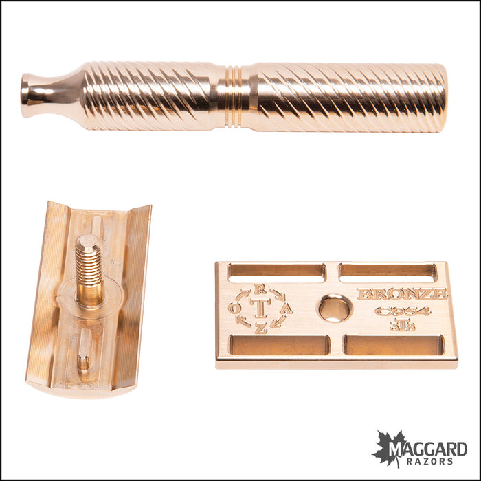 Timeless Razor Model TRBR38 Bronze Solid Bar Safety Razor, with Stand