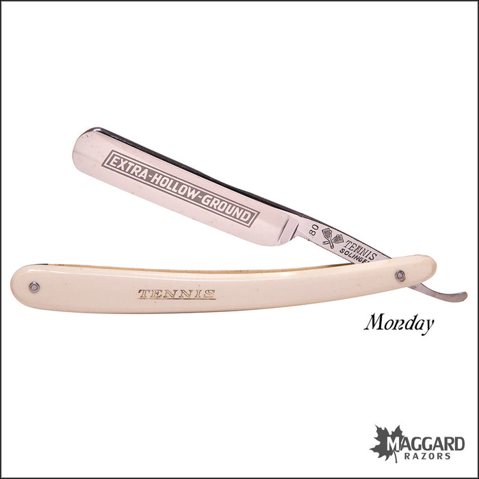 #1056 Vintage Straight Razor 7-Day Set - Tennis Solingen 9/16