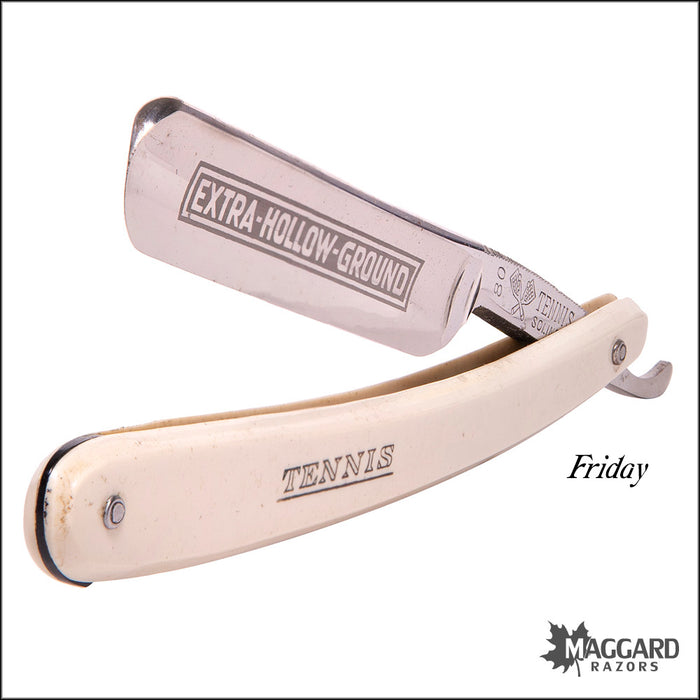 #1056 Vintage Straight Razor 7-Day Set - Tennis Solingen 9/16