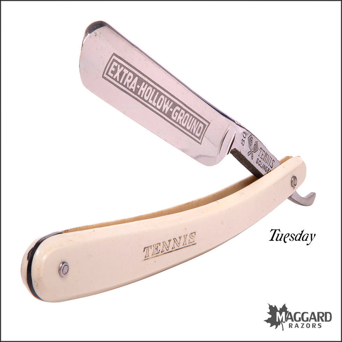 #1056 Vintage Straight Razor 7-Day Set - Tennis Solingen 9/16