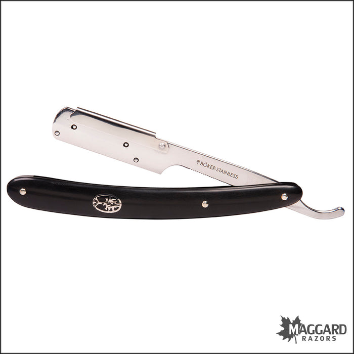 Boker 140907 Pro Barberette Stainless Steel Shavette Razor, Black Scales