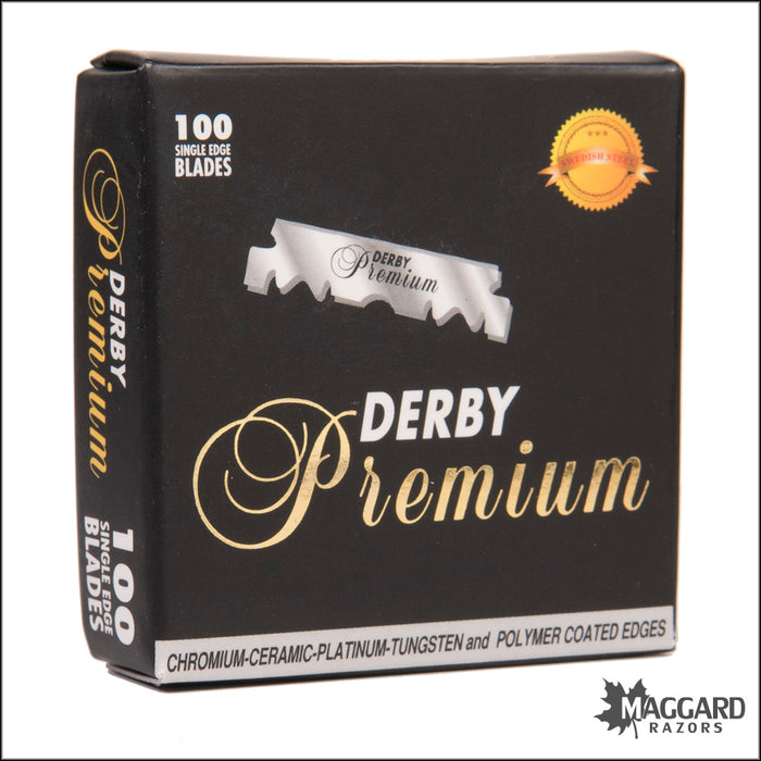 Derby Premium Barber Single Edge Razor Blades,  Box of 100 half blades