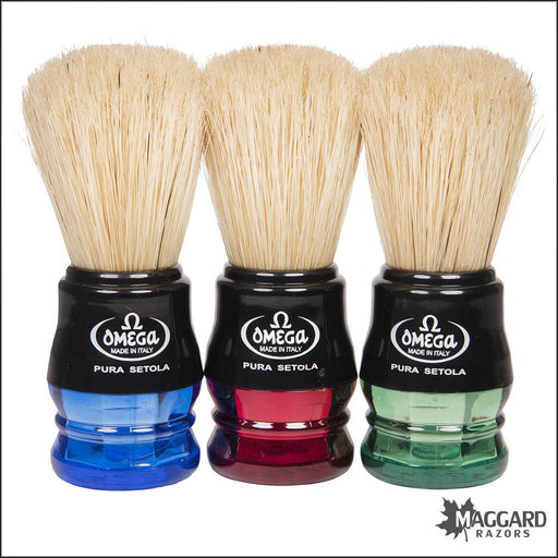 Omega-10777-Boar-Bristle-Red-Blue-Green-Handle-Shaving-Brush-23mm