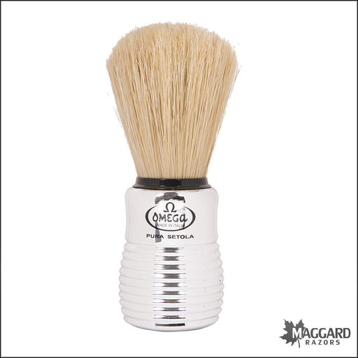 Omega-1081-Silver-Beehive-Handle-Boar-Bristle-Shaving-Brush-23mm
