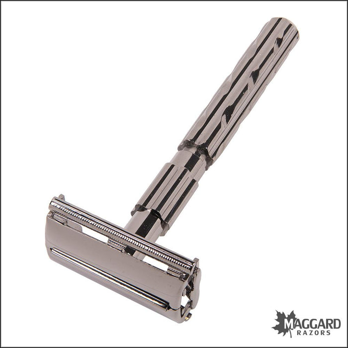 Parker-22R-Gun-Metal-Chrome-Handle-Twist-to-Open-DE-Safety-Razor-1